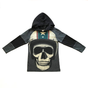 Rework Skull Hooded T-Shirt - size 3