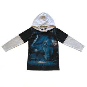 Rework Wolf Hooded T-Shirt - size 3