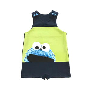 Rework Cookie Monster Sleeveless Romper - size 00 (3-6 months)