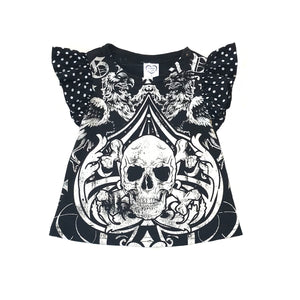 Rework Skull Flutter Sleeve Top - size 0 (6-12 months)