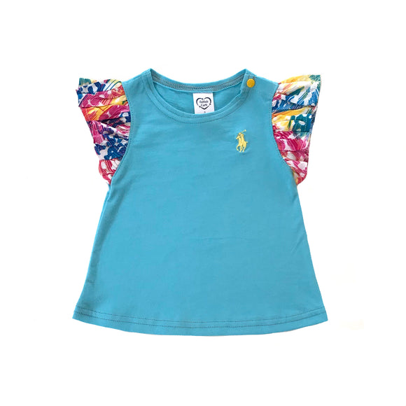 Rework Polo Flutter Sleeve Top - size 0 (6-12 months)